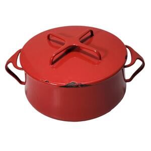 Vintage DANSK Kobenstyle Chili RED Enamel Casserole Dutch Oven IHQ Denmark 2 Qt